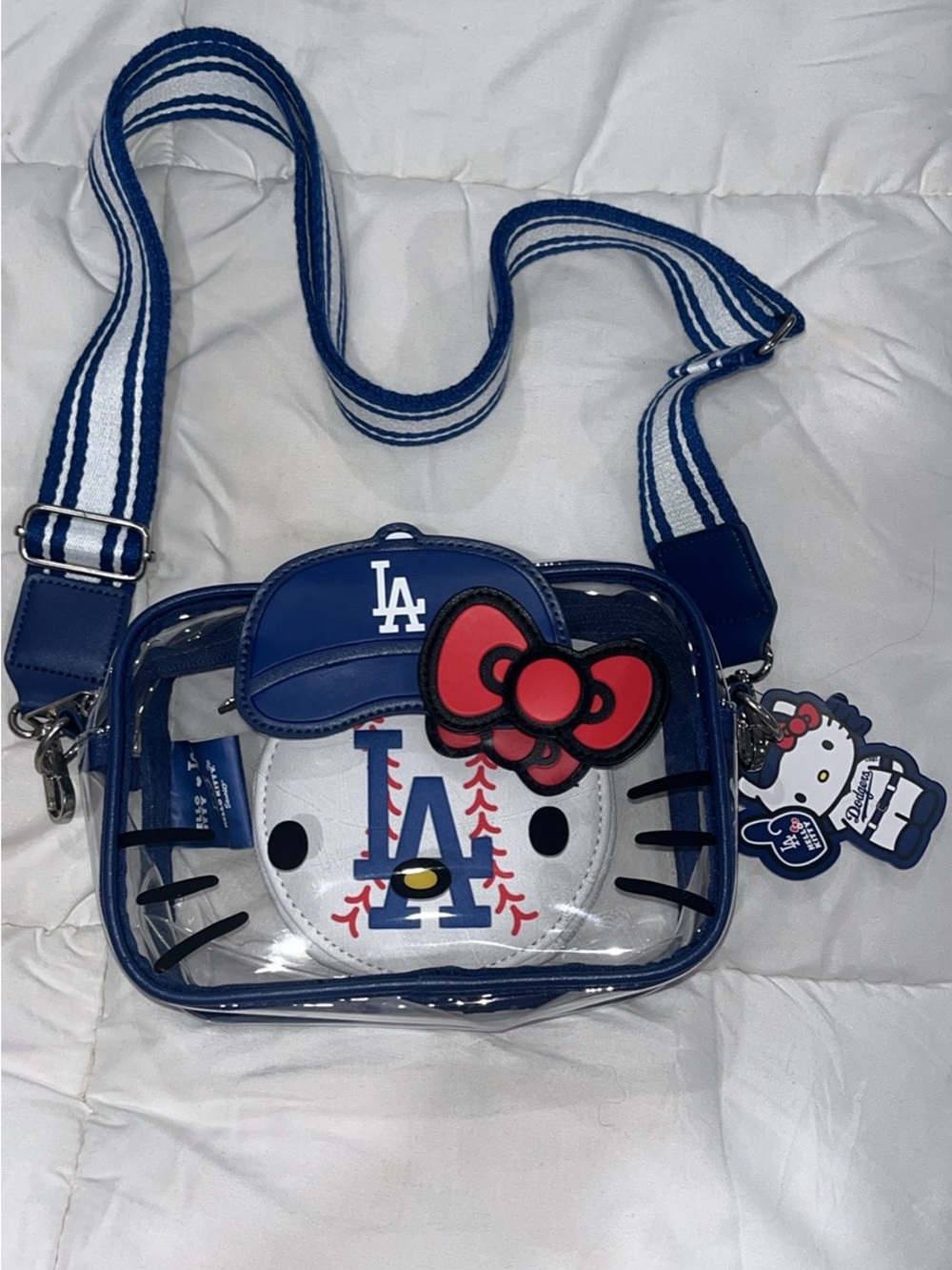 Hello Kitty LA Dodgers Clear Crossbody Bag - Blue, White, Red